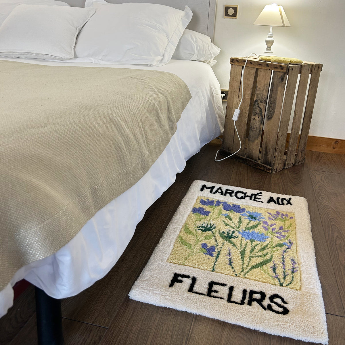 Tapis artisanal "marché aux fleurs"
