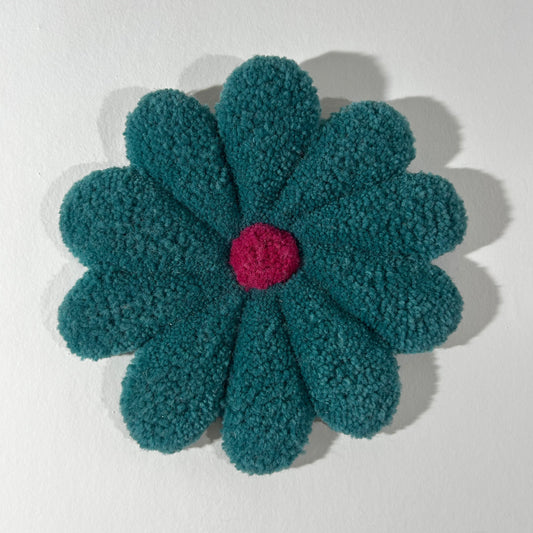 Fleur M turquoise et fuchsia.