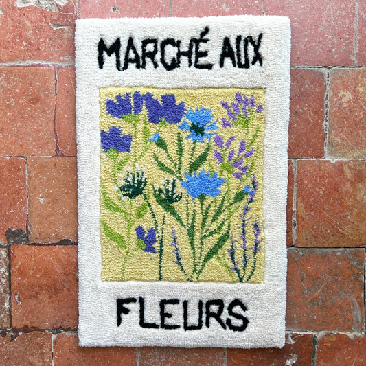 Tapis artisanal "marché aux fleurs"